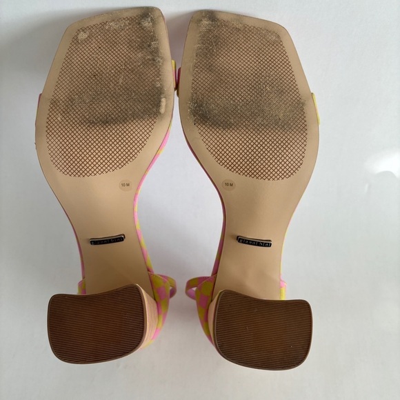 Gianni Bini womens green pink Checkered Heels square toe sandals size 10 - Picture 7 of 8